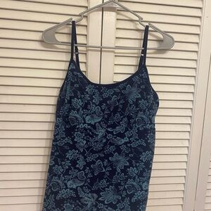 Faded Glory Blue Floral Tank Top